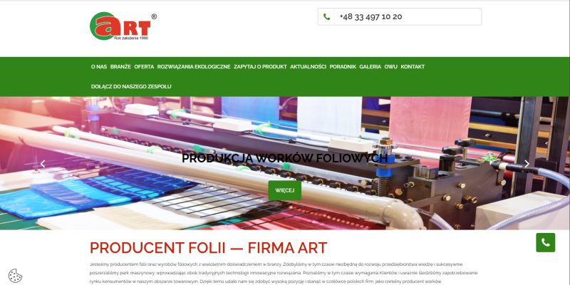 Obraz strony internetowej artfolie.com.pl
