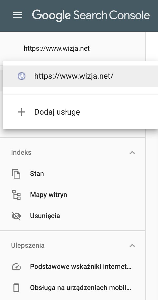 search console - mapa strony