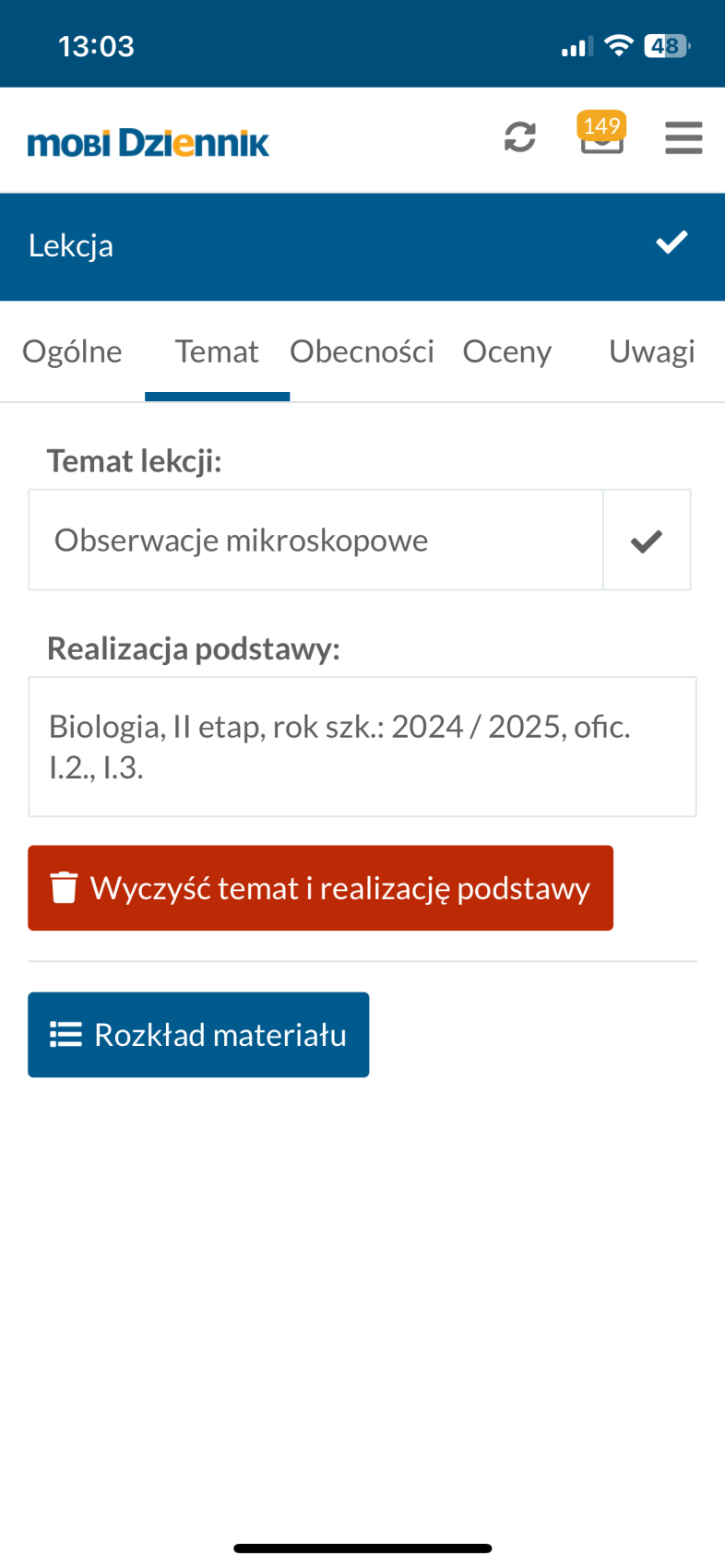 aplikacja dla nauczyciela