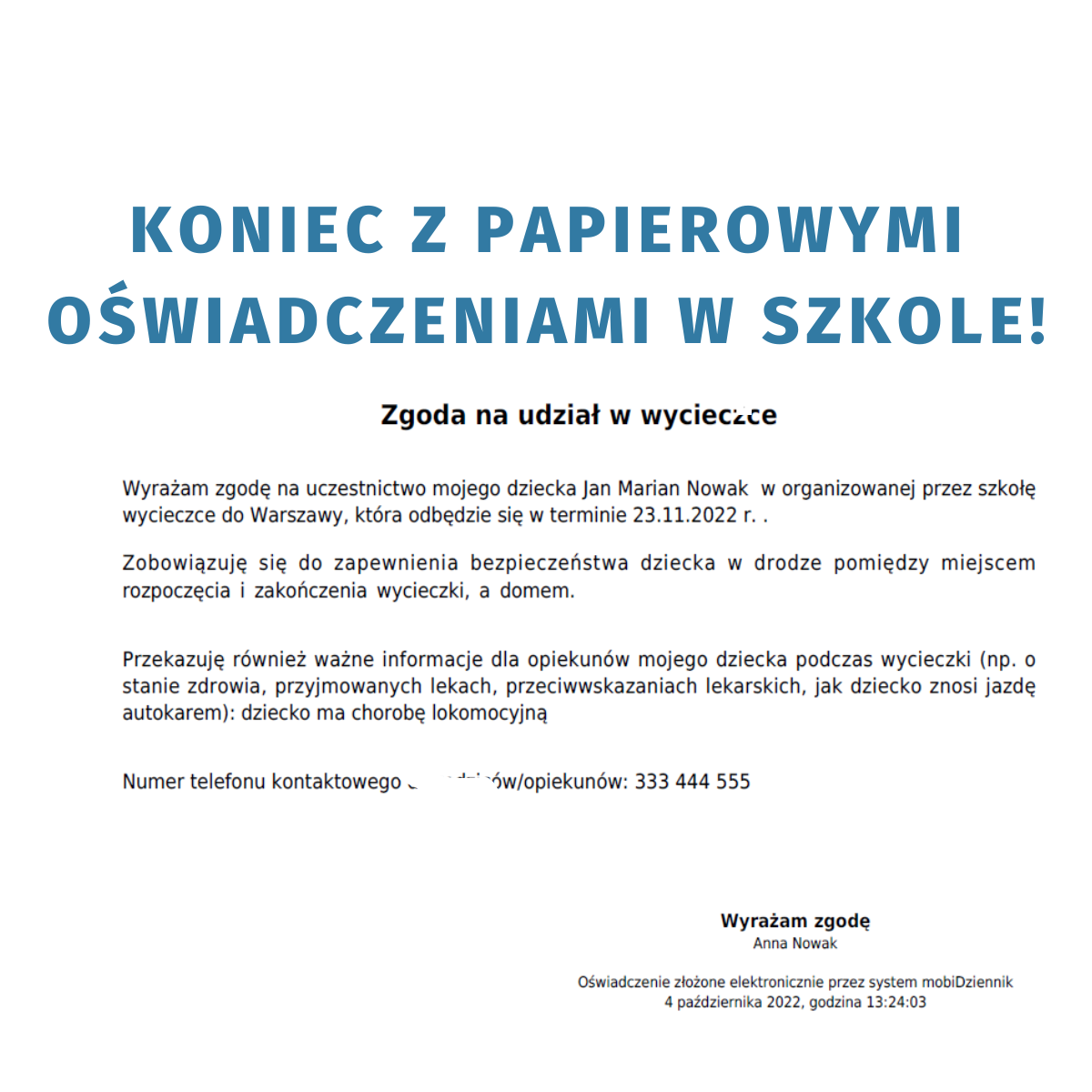 Moduł oświadczeń elektronicznych w MobiDzienniku